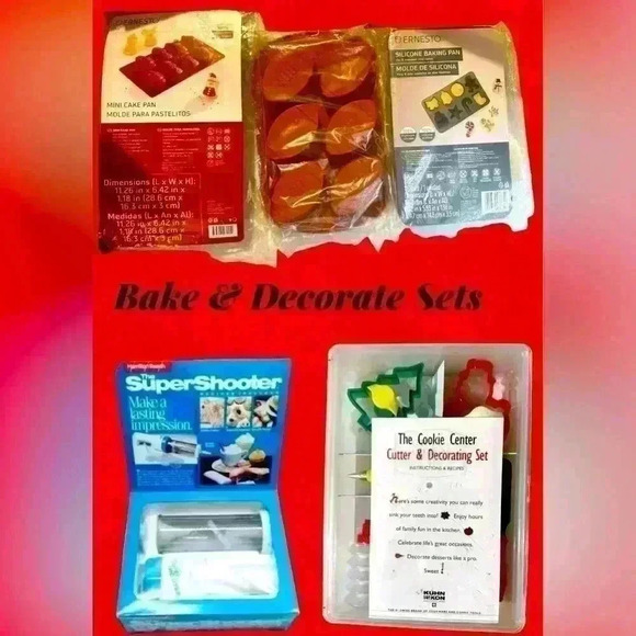 Cutter & Decorating Set, Elec Cookie Press, Mini Silicone Pans, All new - Picture 4 of 4